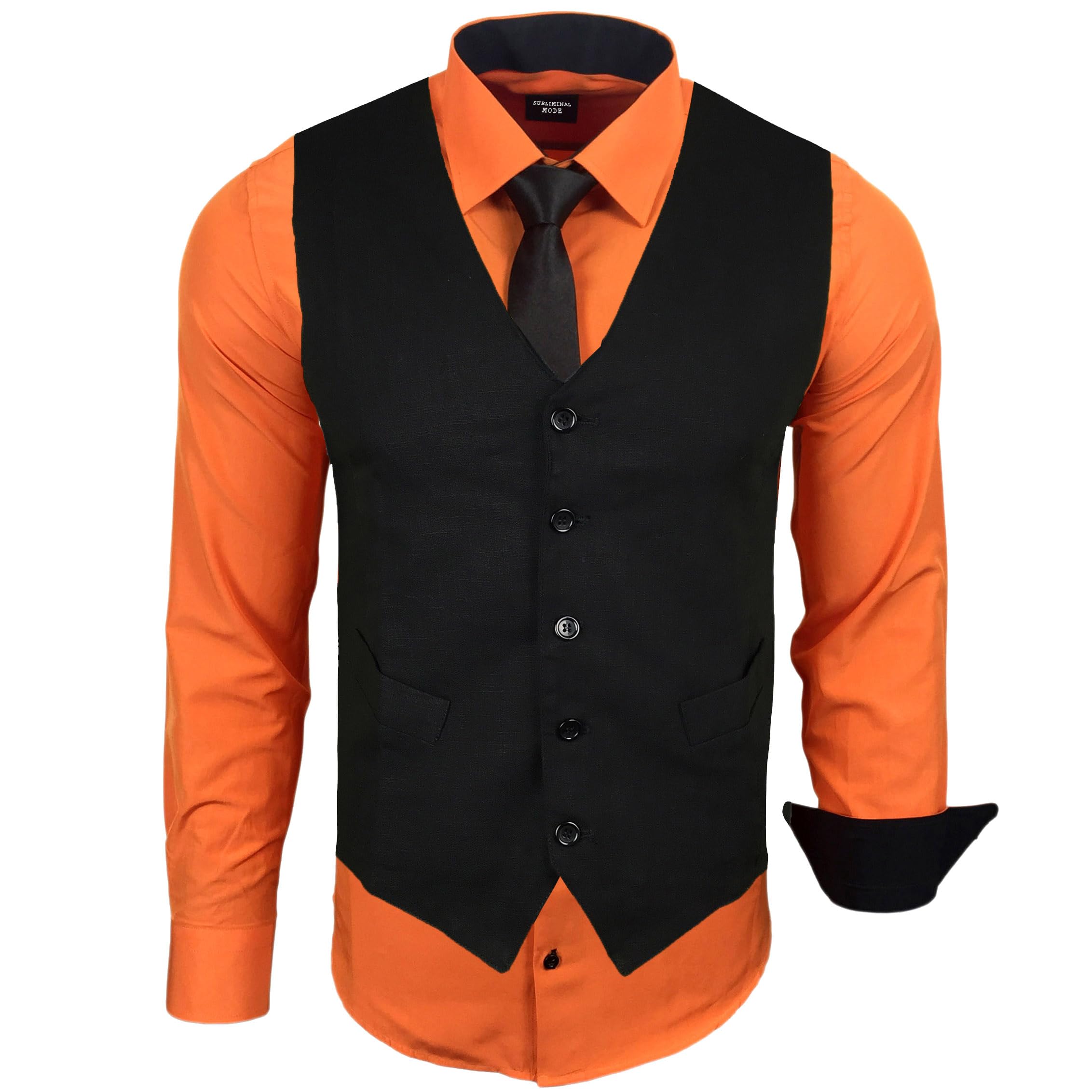 Subliminal Mode RN33 Men's Long Sleeve Shirt + Vest + Tie | Classic Fit | Comfor