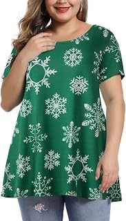 MONNURO Womens Plus Size Tops Cute Babydoll T Shirts Peplum Tunic Tops Loose Fit V-Neck Short Sleeve Blouse