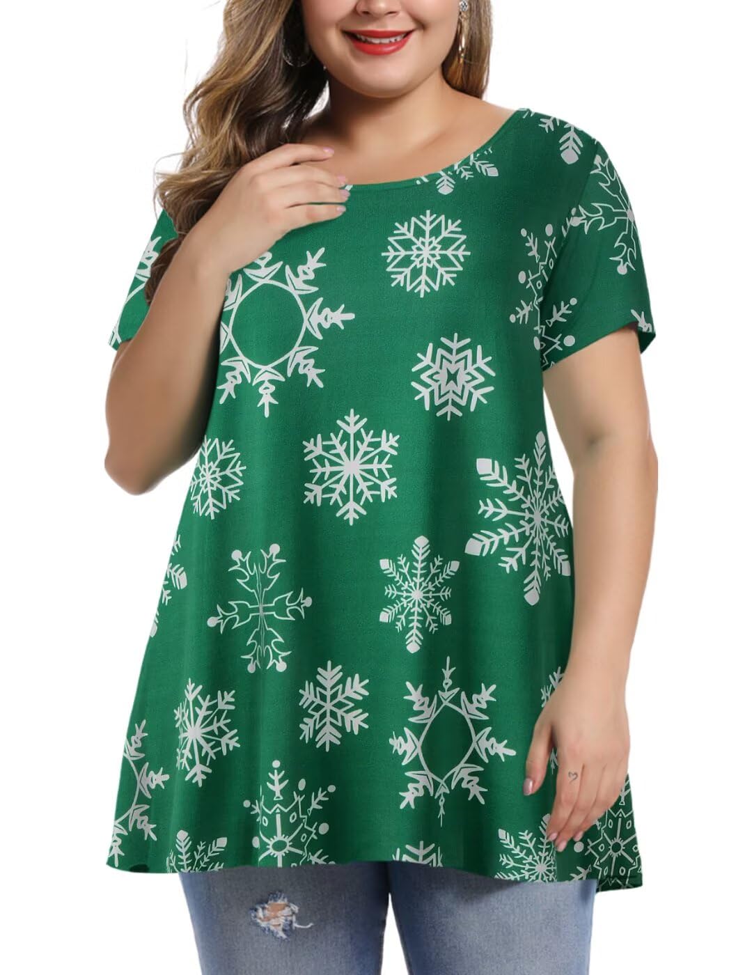 MONNURO Womens Plus Size Tops Cute Babydoll T Shirts Peplum Tunic Tops Loose Fit
