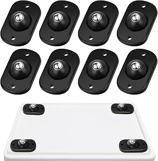 TRVL FIELDER Self Adhesive Mini Caster Wheels, Ball Casters for Kitchen Appliance, 360° Swivel Universal Wheel Roller Castors, Sticky Pulley for DIY, Trash Can, Small Appliance (8, Black)
