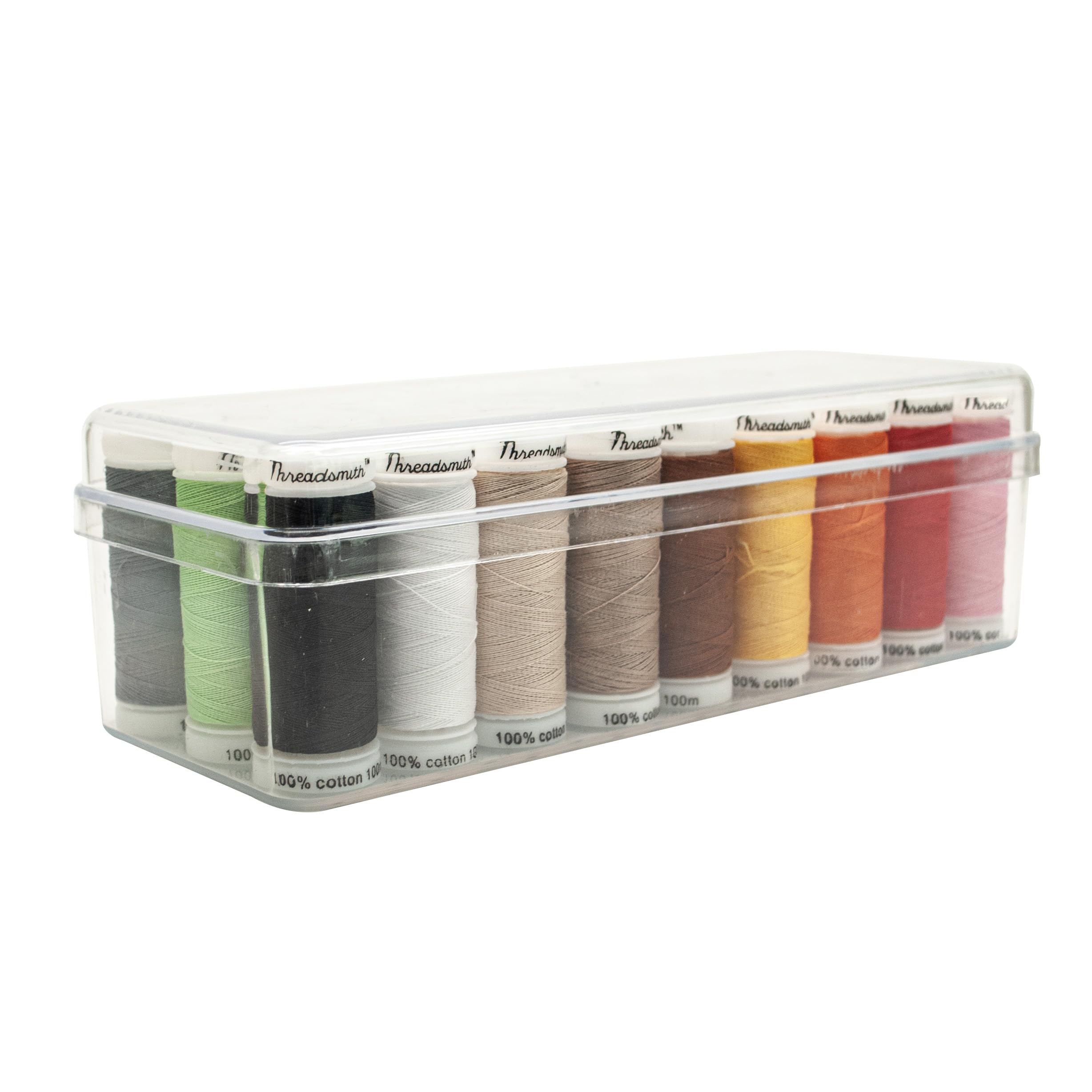 Threadsmith - 50 WT Cotton Thread Set – 27 Spools, 100 Meters Each – 3-Ply Merce