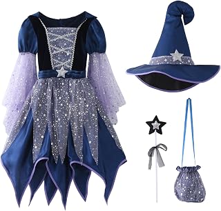 Luadnysin Halloween Costume for Girls Witch, Children's Cosplay Set for Fancy Dress Parties and Performances, 100-160