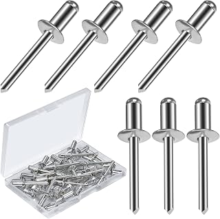 40 Pcs Aluminum Blind Rivets, 1/4" x 1/2" Large Flange Pull Rivets Self Plug Pop Rivets Kit for Appliances