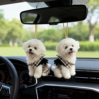 2 Pcs Cute Acrylic Dog Hanging Car Backpack Keychain