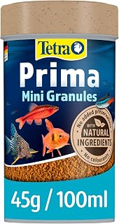 Tetra Prima Fish Food Mini Granules , Complete Fish Food for Small Mid-Water and Bottom-Feeding Fish, 100 ml, transparent