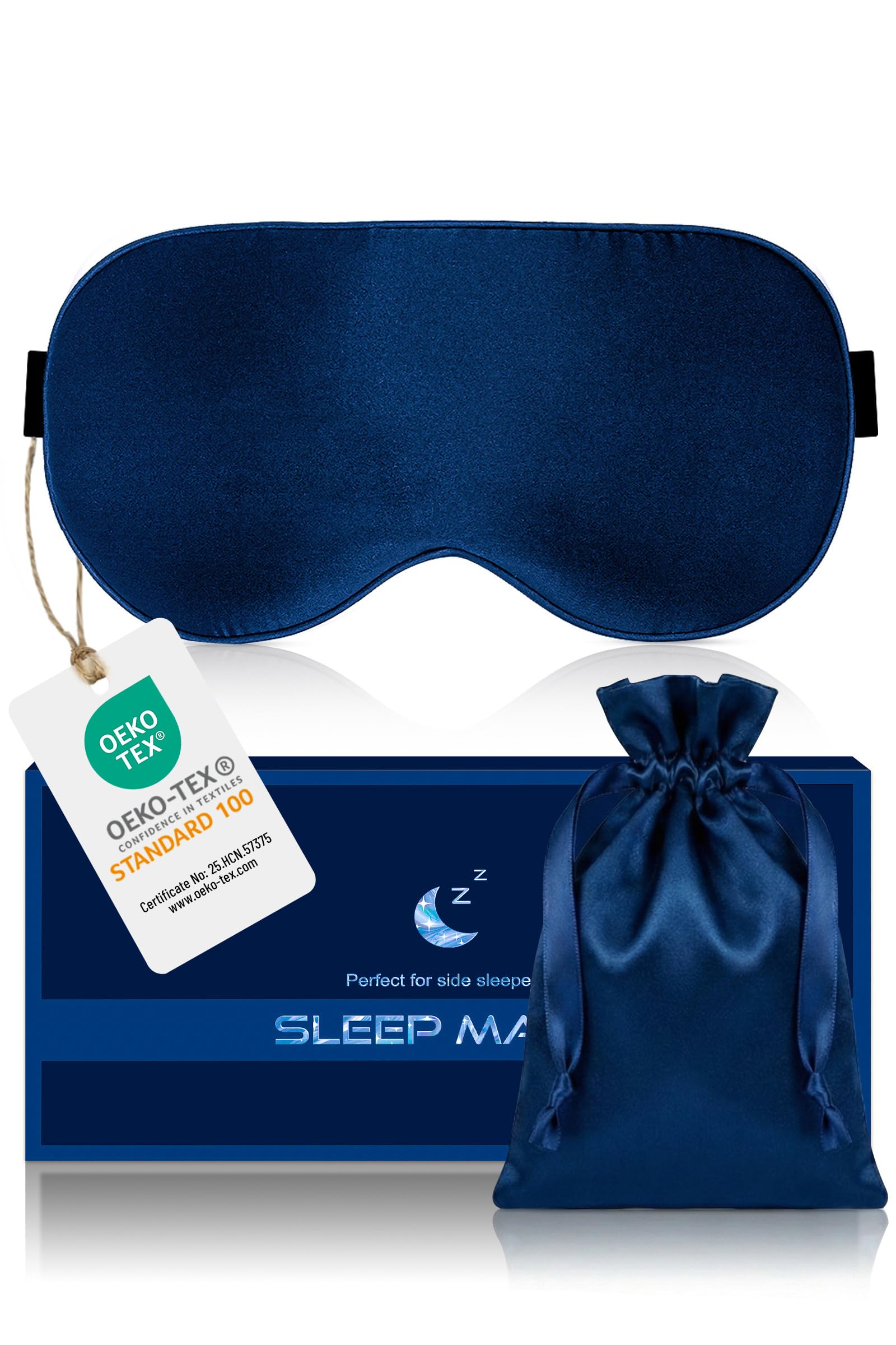 Aosun Silk Sleep Mask, 22-Momme 100% Pure Mulberry Silk Light-Blocking Eye Mask 