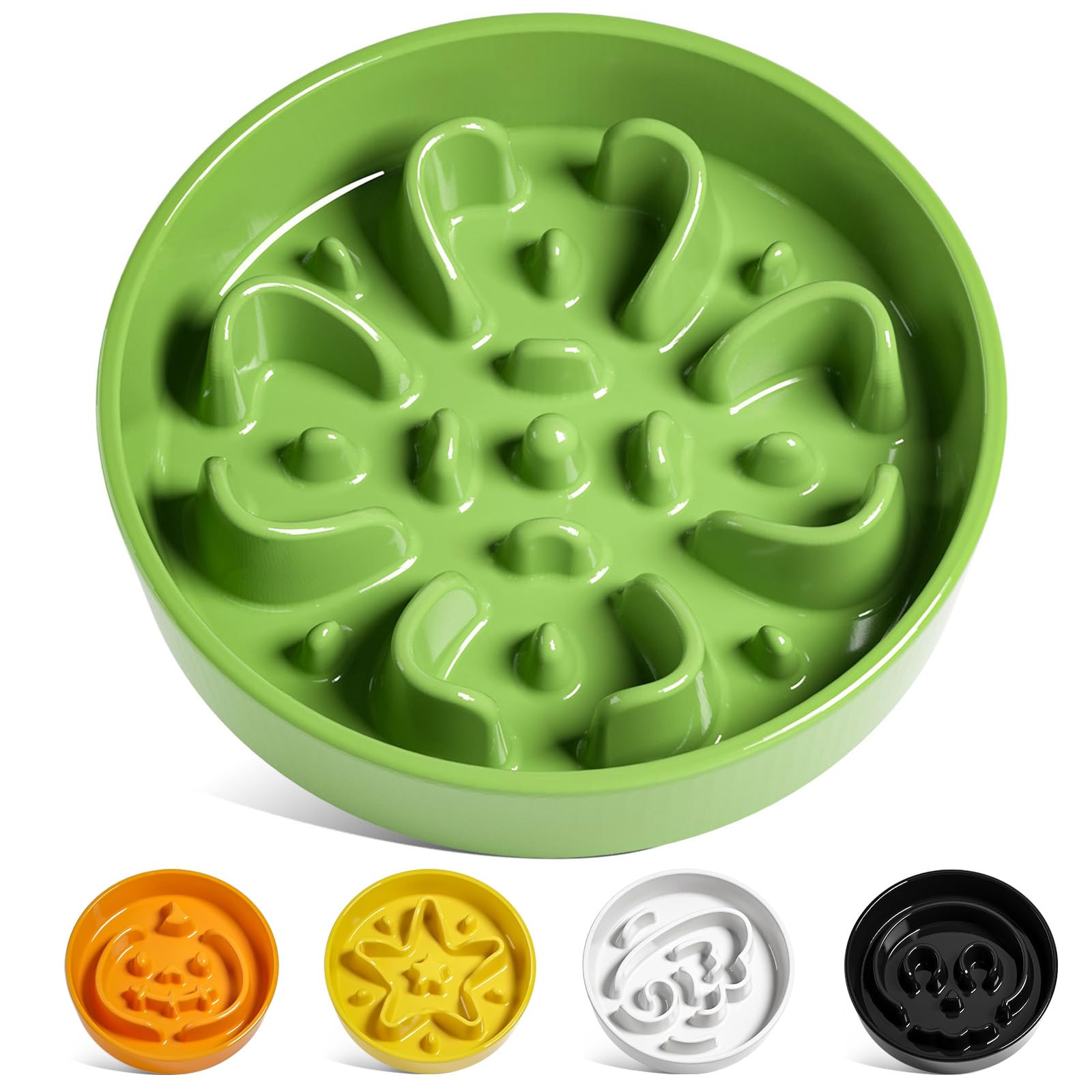LE TAUCI Slow Feed Ceramic Bowl - for Small and Medium Breeds - Reduces Feeding 