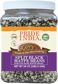 Pride Of India Indian Split Black Gram (Urad Dal) – Dry Black Lentils (Matpe Beans) – 1.5 lbs (680 gm) Jar – Healthy & Earthy Dal – Best with Rice & Breads – 10g Protein & 7g Fiber per Serving