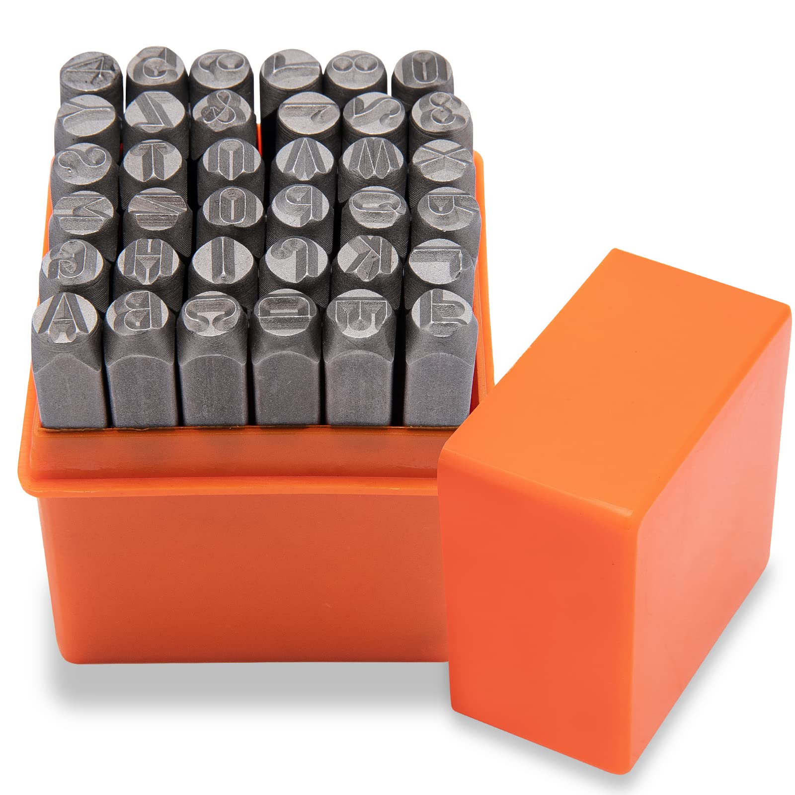 Metal Letter Punch Set 1/4 (6mm),36PC Steel Number and Letter Stamp Set,Stamping