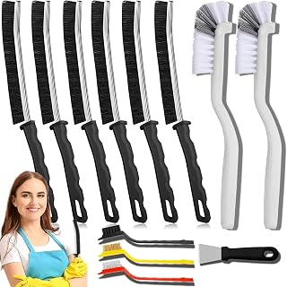 Crevice Cleaning Brush 12-Pack - Heavy Duty Hard Bristle Gap Brush for Deep Cleaning - Ultra-Thin Window Track Cleaning Tool for Shower Grout, Sliding Doors, Baseboards &amp; Auto Detailing