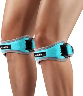 CAMBIVO Adjustable Knee Brace x2, Patellar Tape, Meniscus and Ligament Knee Pads with Strap for Patellar Tendon, Running, Jumping, Gym, Tendonitis Relief, Joint Stabilization