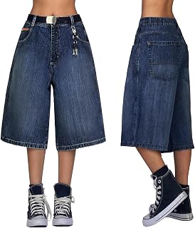 EMMIOL Pantaloncini larghi da donna in denim a gamba larga