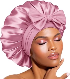BONNET QUEEN Adjustable Silk Hair Bonnet Cap for Curly Hair with Long Laces Soft and Protective