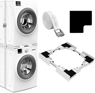 NIUXX Stacking Kit for Washing Machines, Universal Overlay Kit | With Ratchet Straps, Slim Stacking Kit, Universal Intermediate Frame for 46-26 cm Washing Machine and Dryer