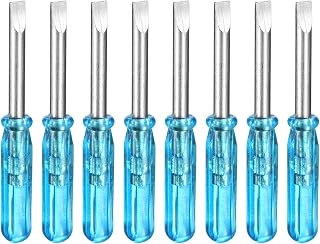 Generic 8pcs SL3.0 Mini Flat Head Screwdriver 4.5cm Long Screwdriver 2.5cm Carbon Steel with Ergonomic Handle for DIY Repairs, Blue