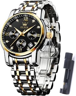 OLEVS Mens Watches Dress Designer Diamond Analog Quartz Stainless Steel Silver Waterproof Metal Date Chronograph Roman Numerals Gent Wrist Watch
