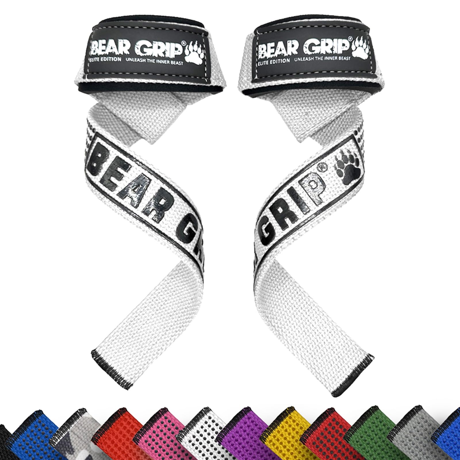 BEAR GRIP Weight Lifting Straps with Premium Neoprene Padding, Reinforced Double