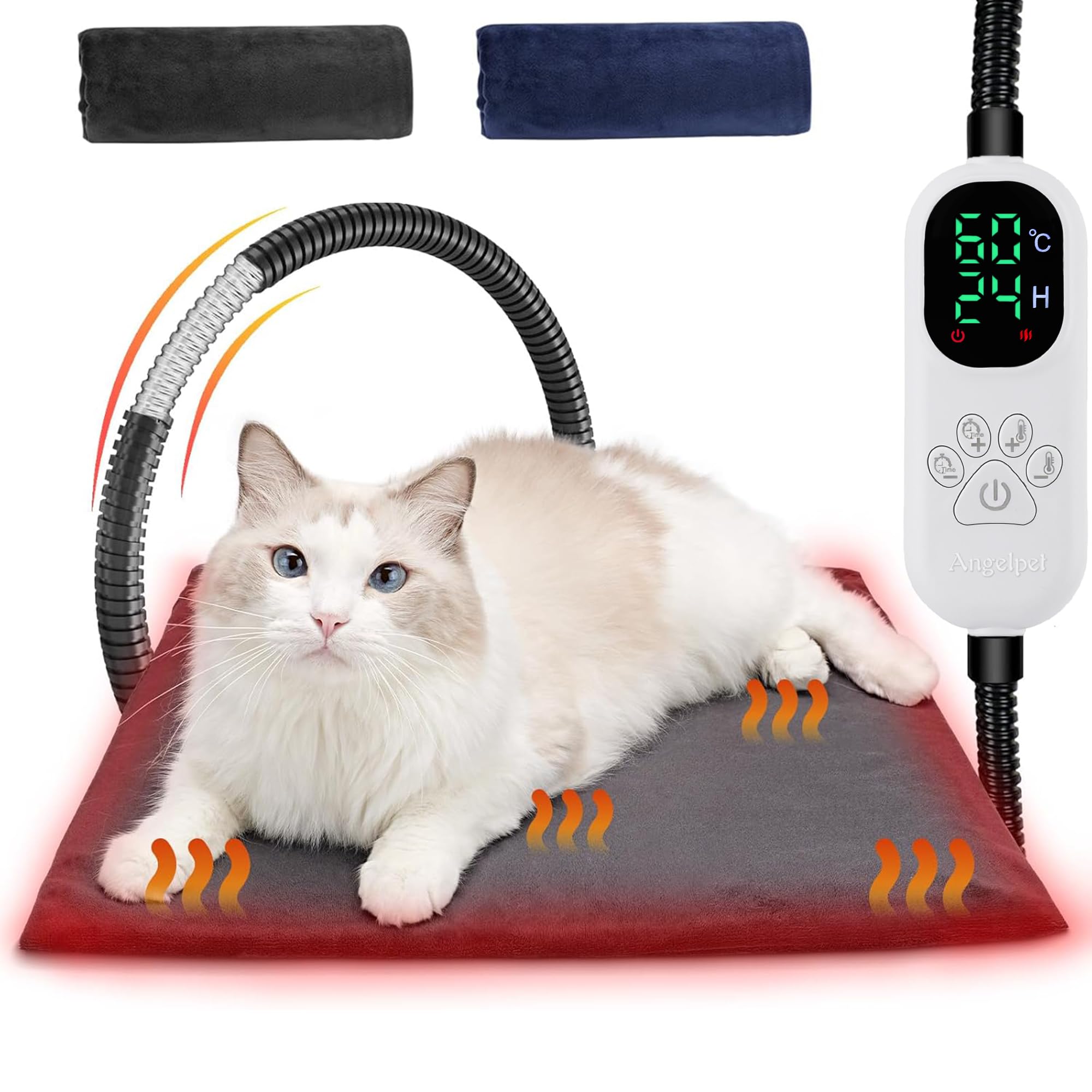 Angelpet Pet Heating Pad for Dogs & Cats M 45x45cm – 30℃~60℃ Adjustable Temperat