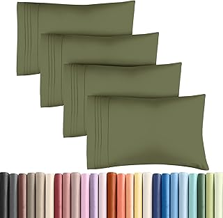 Queen Pillow Cases Set of 4 - Ultra Soft Pillowcase Covers - Sage Green