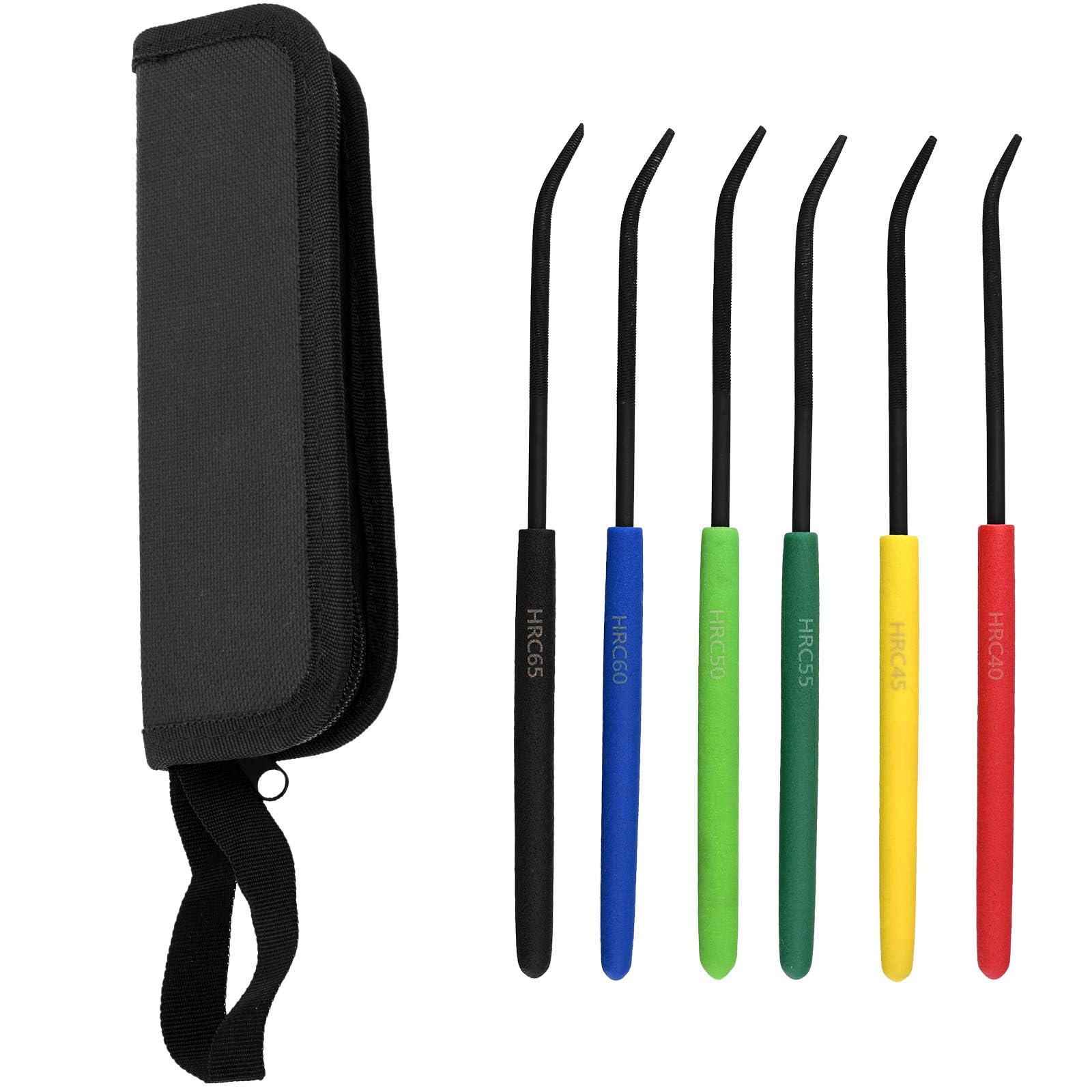 MEKIBOT Hardness Test File Set, Set of 6 Color Coded HRC 40-65 | High carbon ste
