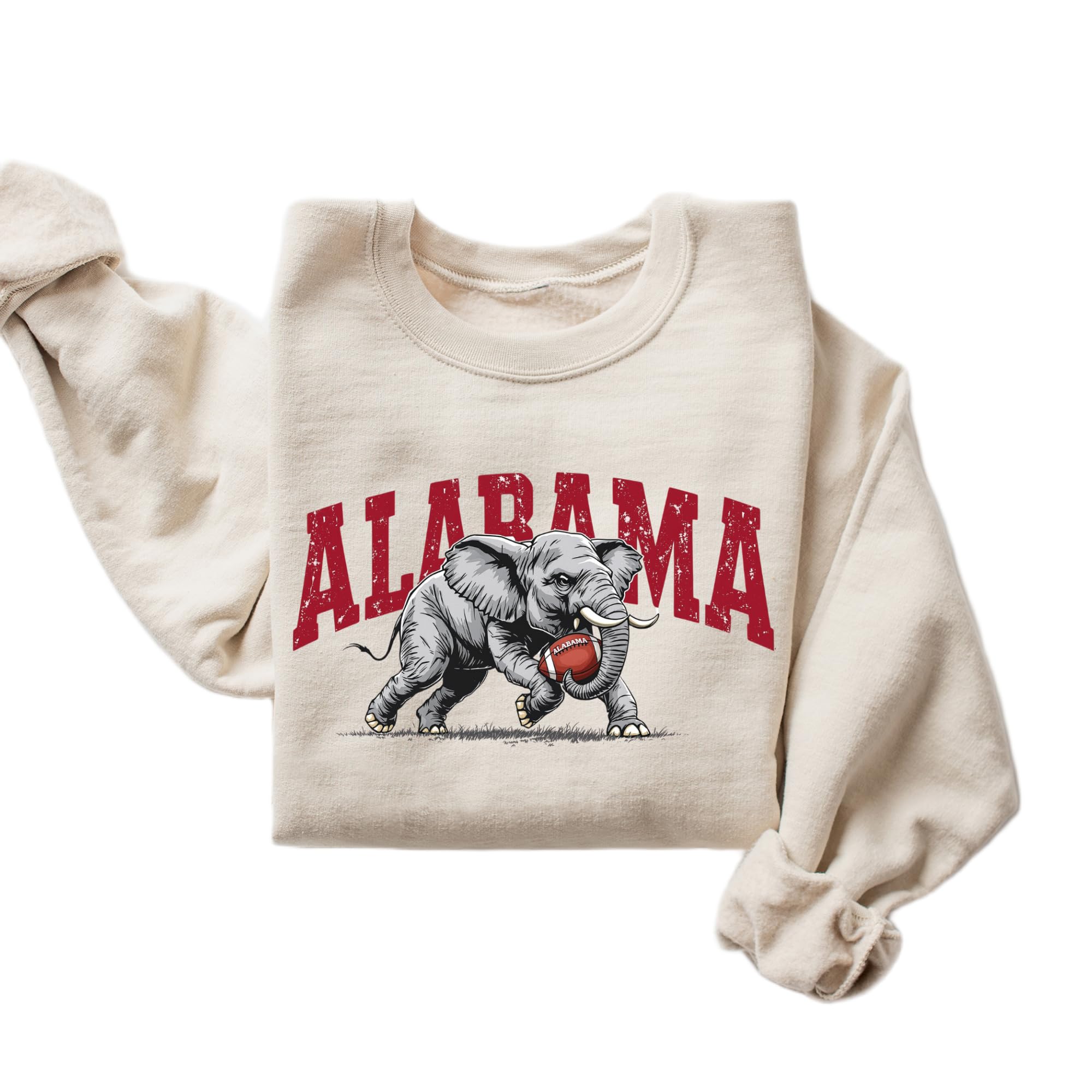 DAYLEA Alabama Elephant Football Sweatshirt – Vintage Sport Grey Crewneck Pullov
