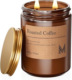 M&SENSE Roasted Coffee Scented Candle | 19.4oz, 115-Hour Burn | Non-Toxic Soy Wax Candle Gift Set | Long-Lasting Natural Candle for Stress Relief | Bougie Gift for Bedroom，Relaxing SPA，Office