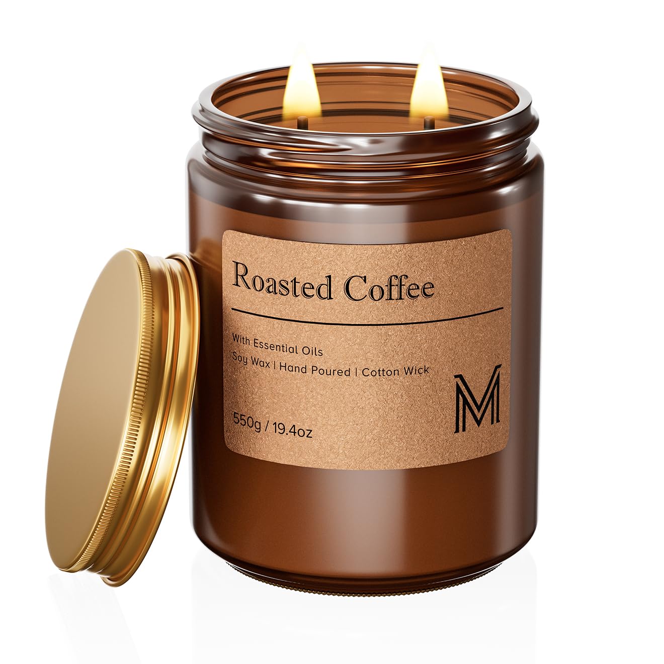 M&SENSE Roasted Coffee Scented Candle | 19.4oz, 115-Hour Burn | Non-Toxic Soy Wa