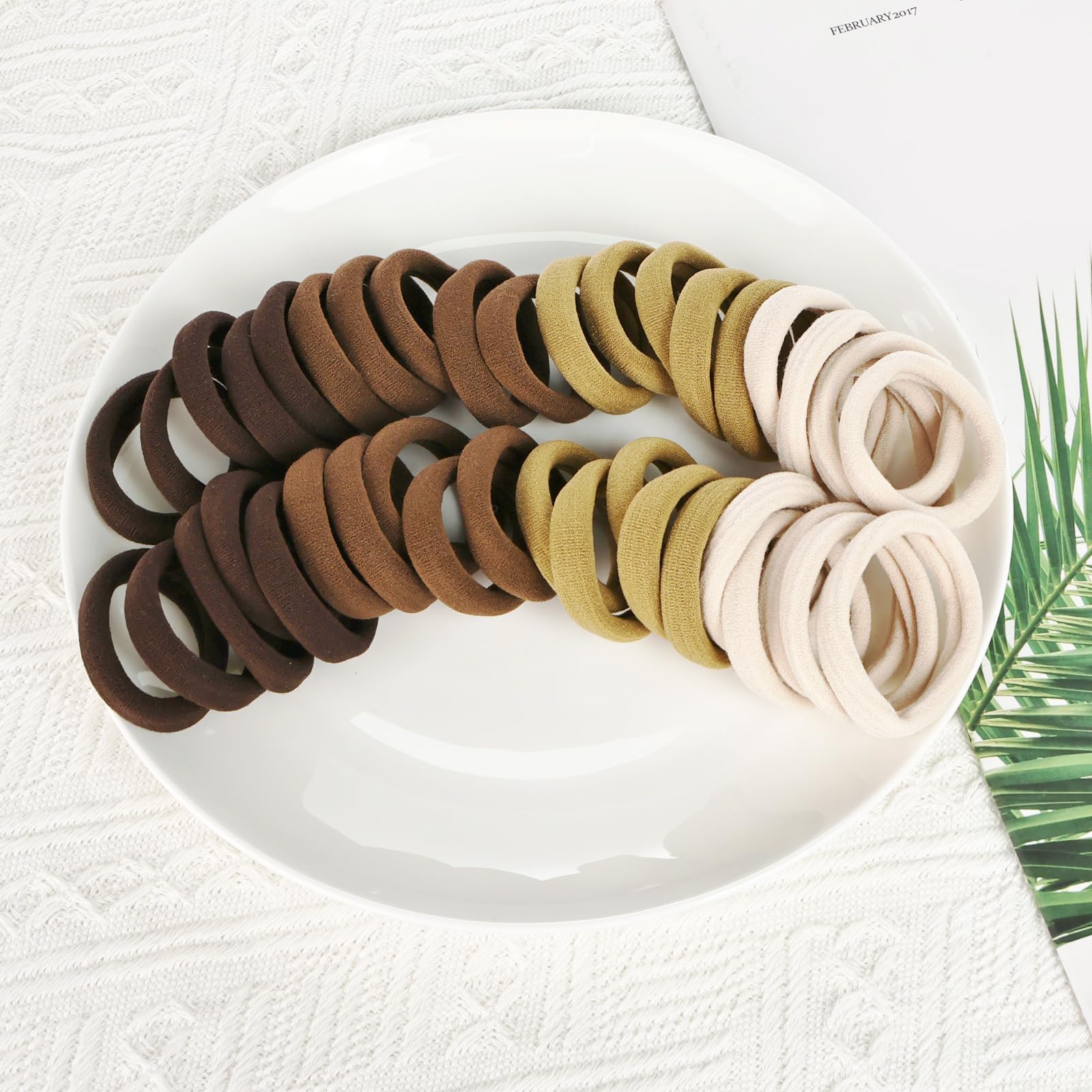 Brown 40-Pack, Seamless Thickened Cloth Scrunchies for Women Elastic Rubber Band