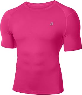 Roadbox Mens Compression Shirt Short Sleeve, Cool Dry Football Base Layer
