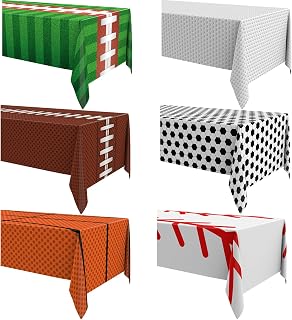 Oudain 6 Pcs Sports Ball Themed Tablecloths Disposable Plastic Sports Table Cloth Baseball Football Soccer Basketball Tablecloth Rectangular Plastic Table Cover for Sports Birthday Party Supplies