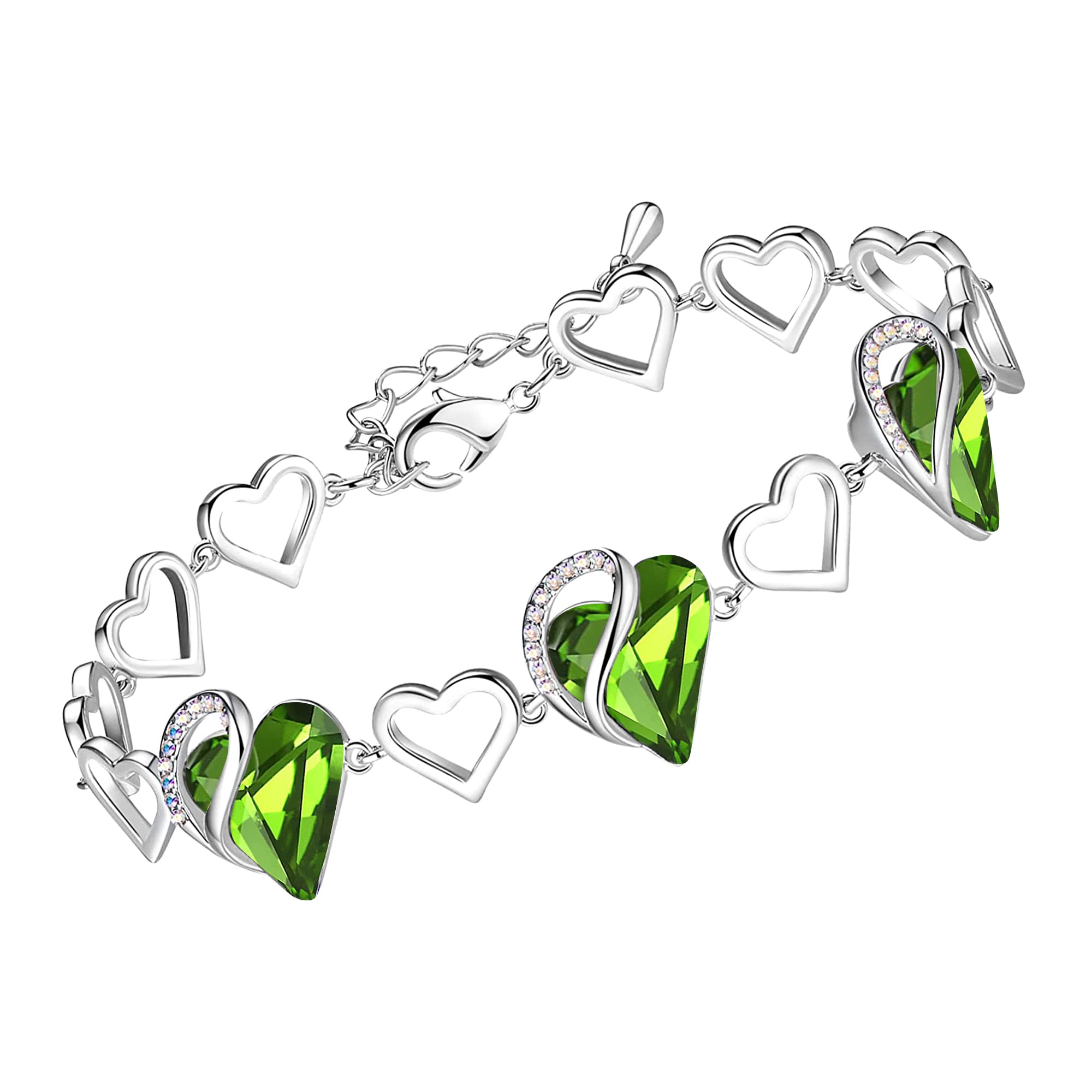 Leafael Infinity Love Heart Gift Bracelet for Women, Birthstone or Healing Stone