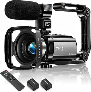 Xoieod Video Camera Camcorder Full HD 1080P 36MP 16x Zoom for YouTube | Vlog camera with 270° rotatable screen, stereo microphone, dual battery included.