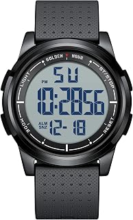 GOLDEN HOUR Ultra-Thin Minimalist Sports Waterproof Digital Men's Watches with Wide-Angle Display Rubber Strap Wristwatch for Men Women