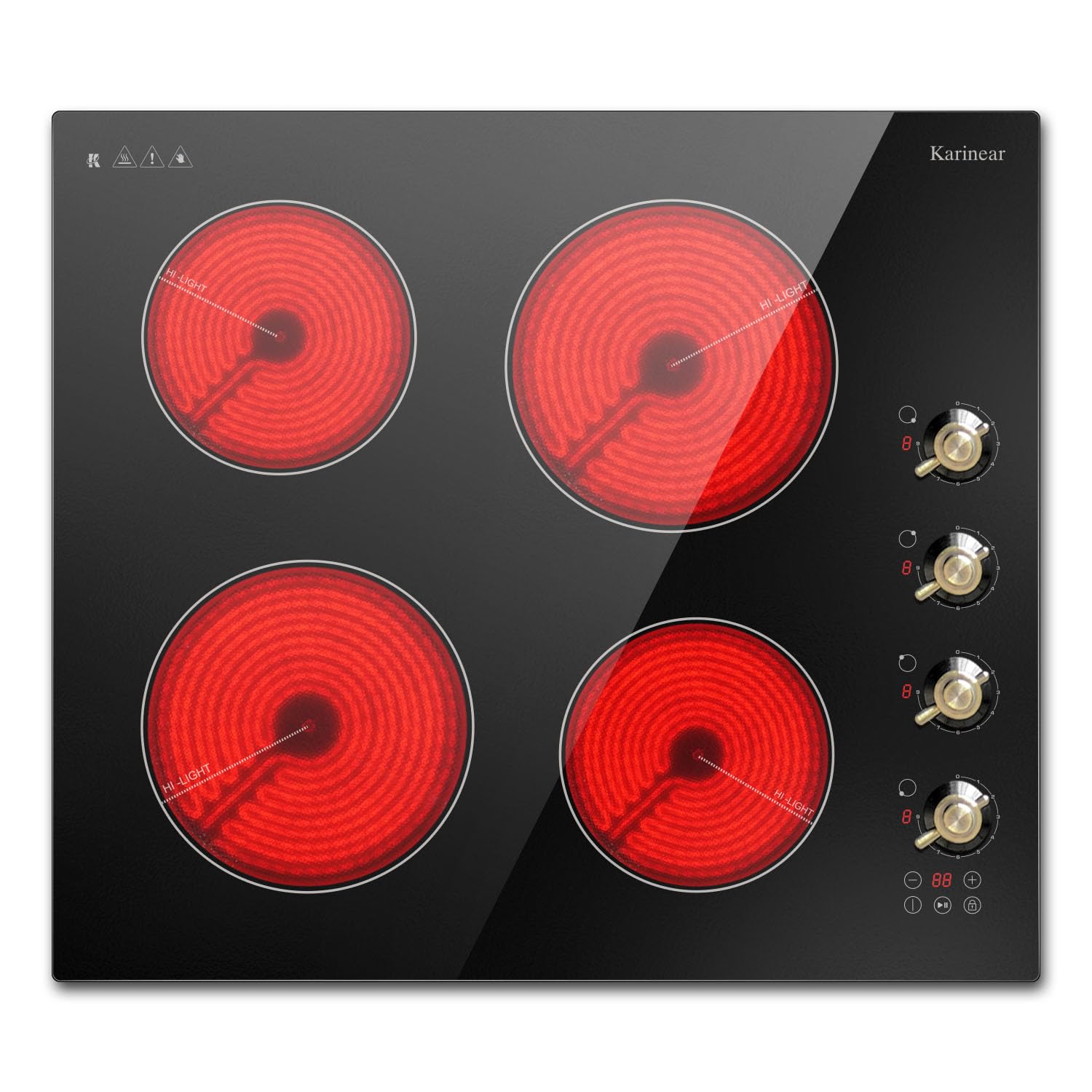 Karinear Electric Cooktop 24 Inch, 4 Burners Electric Stove Top, Drop-in | Built