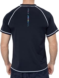 Mens Swim Shirt Short Sleeve Quick Dry UPF 50+ Sun Protection Rash Guard Beach Fishing T-Shirts
