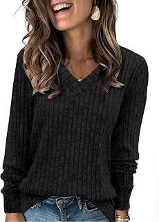 Long Sleeve Shirts V Neck Women Casual Autumn Tunic Sweaters Lightweight Fashion Clothes 2025