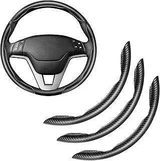 3pcs Carbon Fiber Anti-Skid Steering Wheel Cover, Waterproof &amp; Segmented Butterfly Design, Universal 99% Vehicle Wheel Cover Protector, Car Interior Accessories (Black-3pcs)