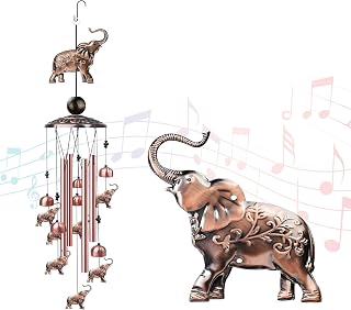 ZEFOXETO Wind Chimes for Outside, Metal Memorial Wind Chimes with S Hook for Home Patio Porch Garden or Backyard Outdoor Decor-Ideal Gift for Women (Elephant)