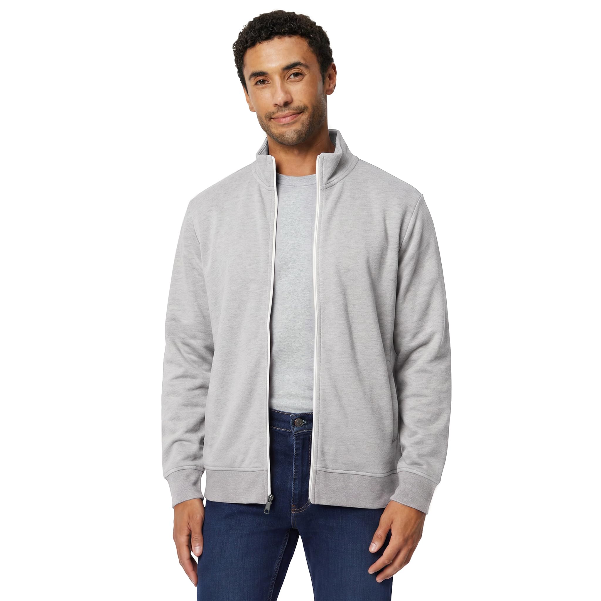 Amazon Essentials Men's Lightweight Cotton Blend Mock Neck Full Zip Sweatshirt