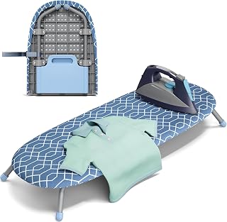 APEXCHASER Foldable Ironing Board, Tabletop Small Iron Board 12x32 Blue | Small Folding Mini Ironing Board with Non-Slip Feet for Home, Laundry Rooms, Dorms, Travel Use
