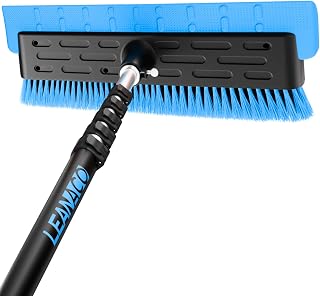 Year-Round Roof Rakes for Snow, Leaves & Moss – 16” No-Scratch Foam Blade & Roof Brush, 4.7-21ft Telescoping Snow Rake for Roof, Solar Panels, RVs & Cars, C-Shaped Push/Pull -Patent Pending