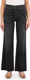 KUT from The Kloth Women's Meg High-Rise Wide Leg Raw Hem-Pork Chop Pocket in Specialist Jeans
