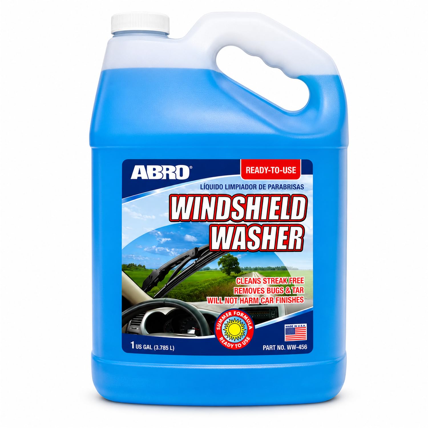 ABRO Windshield Washer Fluid 1 Gallon, Streak-Free Bug Remover, 1 Pack | Ready-t