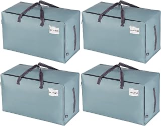 VENO Heavy Duty Moving Bags Extra Large Foldable Storage Bags with Zippers & Carrying Handles, Storage Tote Moving Boxes Packing Supplies Clothes Organizer Laundry Boxes (Light Blue Matte, 4 Pack)