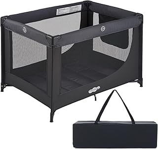 Pamo Babe Pack and Play Portable Baby Crib Foldable Playard Leightweight Travel Playpen for Tooddlers and Infant Black