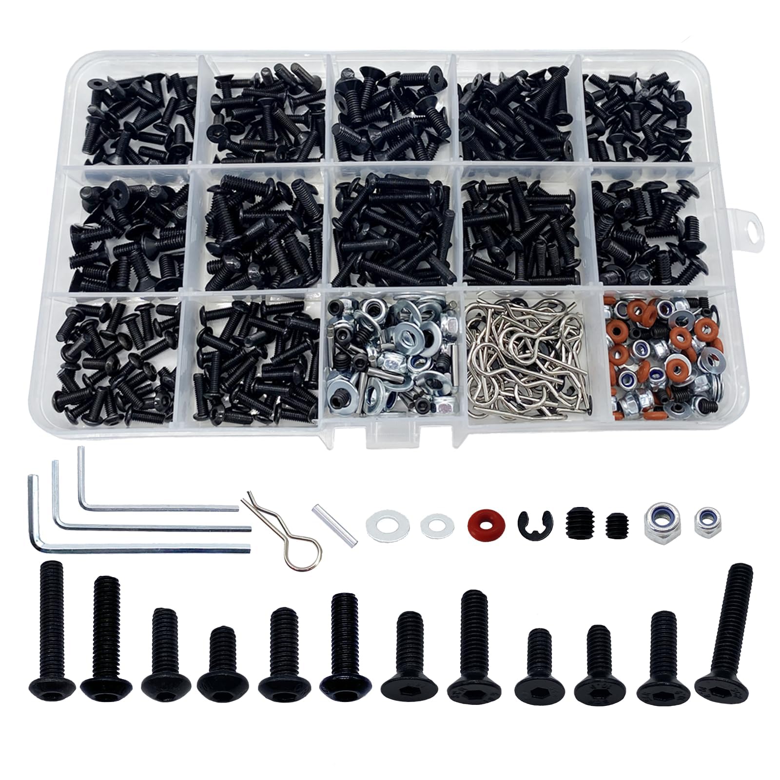 520pcs Universal RC Screw Kit Screws Assortment Set, Hardware Fasteners for Trax