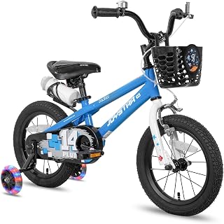 JOYSTAR Pluto 12-20" Kids Bike with Light Up Training Wheels | Kids' Bicycle for Boys Girls Age 3-12 Years, BMX Style Bikes with Basket