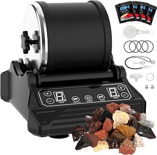 Rock Tumbler Kit for Adults Kids Barrel Rock Polisher Tumbler Kit | Rough Gemstones 4 Polishing Grits - LCD Display 9-Day Timer 9-Speed Motor - Complete Rock Tumbler Kit, STEM Science Hobby Kit