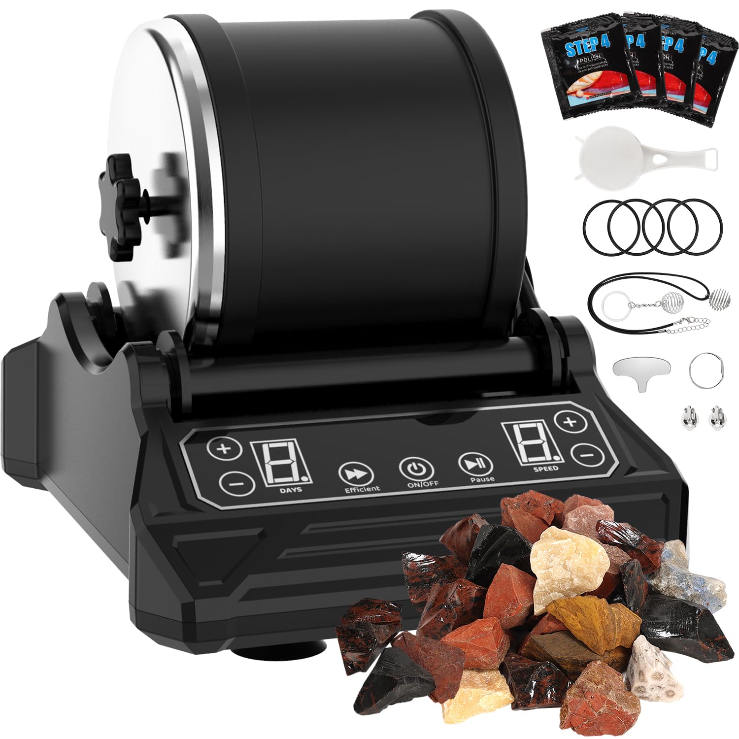 Rock Tumbler Kit for Adults Kids Barrel Rock Polisher Tumbler Kit | Rough Gemsto