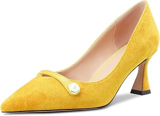 Castamere Women's Chunky Medium Width Pointed Toe Slip-on Pumps Wedding Office 6.5 CM Heels